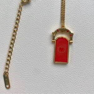 Gold and Red Arch Pendant Necklace